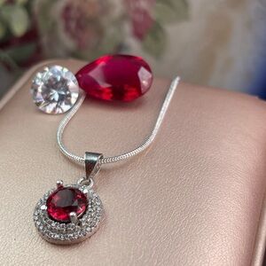 Red SAPPHIRE PENDANT Silver 925